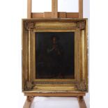 Continental School, 18th century oil on panel - a standing figure in robes, in gilt frame, 24cm x