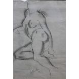 William Rothenstein (1872-1945) pencil sketch - a female nude, signed and dated ‘28, in glazed