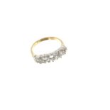 Antique diamond five stone ring with five old cut diamonds, estimated weight 1.25cts