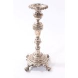 19th Century Continental white metal candlestick