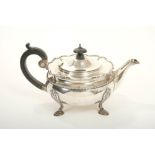 1920s silver teapot of compressed baluster form