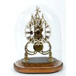 Victorian skeleton clock with single fusee movement