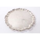 George V silver salver of circular form, Walker & Hall