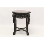 Late 19th / early 20th century Chinese hardwood and marble inlaid stand