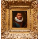 Late 17th century Dutch school oil on panel - portrait of a nobleman in white ruff, in gilt frame,