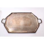 Large Victorian silver two-handled tray of octagonal form