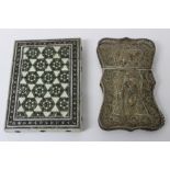 19th century Chinese filigree white metal card case and Vizagapatam card case