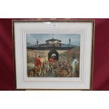 Sir Alfred Munnings coloured print - The Belvoir Hunt, A Hunting Morning at the Kennels...