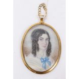 English School, mid-19th century portrait miniature on ivory of a lady