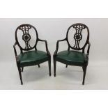 Pair of Chippendale-style mahogany open armchairs