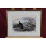 Archibald Thorburn (1860-1935) hand coloured lithograph - Black Grouse among the stooks...
