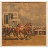 Sir Alfred Munnings (1878-1959) signed colour print - Going Out At Epsom, signed verso...