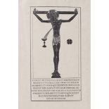 Eric Gill (1882-1940) wood engraving, Crucifix, Chalice and Host, 1915 (Skelton P45) with Latin