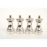 Fine quality set of four contemporary silver salt and pepper grinders