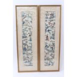 Pair of early 20th century Chinese embroidered silk sleeve panels