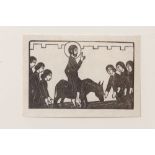 Eric Gill (1882-1940) wood engraving, Palm Sunday, 1917, (Skelton P86), 4 x 6.2cm