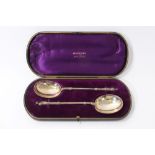 Pair silver Apostle spoons by Walker & Hall, cased