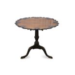 Impressive George III-style carved mahogany supper table, the tilt top with carved shell and rococo