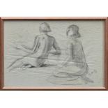 William Rothenstein (1872-1945) pencil drawing - two seated female nudes, signed and dated ‘28, in