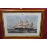T. G. Dutton 19th century hand coloured lithograph - Clipper Ship “Hesperus”. 1777 Tons, published