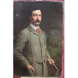 Ernest Board oil on canvas - portrait of an Edwardian gentleman holding a golf club...