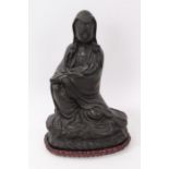 Chinese bronze figure of Guanyin - seal mark to base