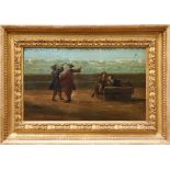 Continental School, 18th/19th Century, oil on canvas laid down onto board, Figures observing with a