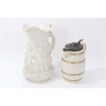 Large Victorian Parian jug and a Burton pottery jug