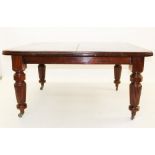 Late Victorian mahogany extending dining table, with one additional leaf, winding handle