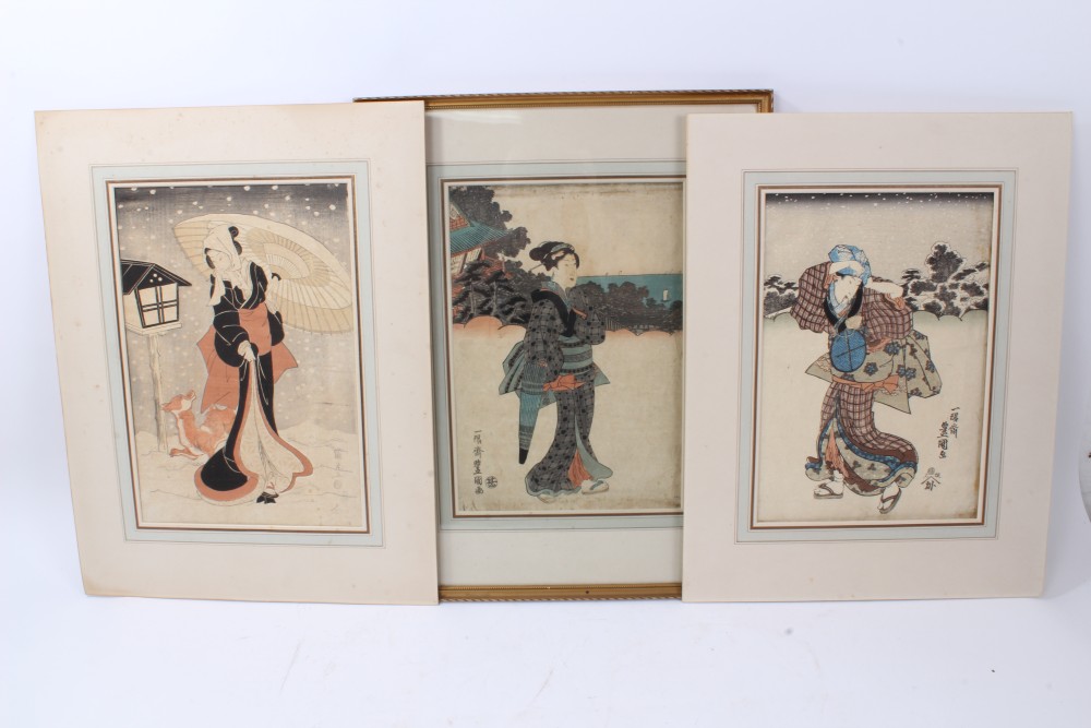 Utagawa Toyokuni (1769-1825), three woodcut prints