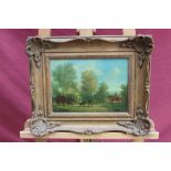 W. F. Price, set of four oils on board - horses and figures in rural surroundings, signed...