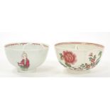 Two 18th century Pennington Liverpool polychrome tea bowls