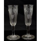 Pair of 18th century ale flutes