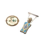 19th Century continental enamel scent bottle and a Victorian brooch