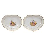 Pair late 18th century Derby heart-shaped dishes