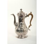 Late George II silver coffee pot of baluster form