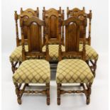 Fine quality set of eight 17th century-style oak dining chairs by Haselbech