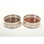 Pair contemporary silver coasters