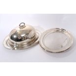 Large oval silver plated meat cover and four large oval ashets