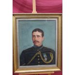 Late 19th century English school oil on canvas - portrait of a cavalry trooper wearing his service