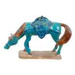 Chinese fahua glazed pottery horse (possibly Ming dynasty on a later base)