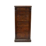 Early Victorian walnut wellington chest