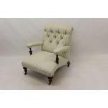 Late 19th / early 20th century walnut open armchair stamped Howard & Sons