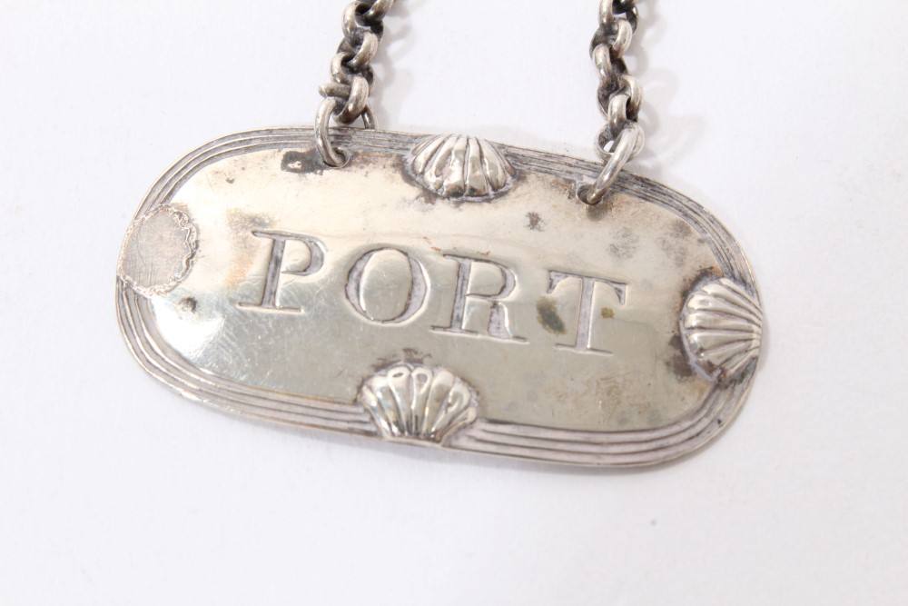 Pair of Victorian silver wine labels, 'PORT' and 'CLARET' (London 1849), Robert Wallis - Image 2 of 5