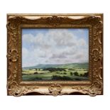 Michael Morris (b.1928) oil on canvas - Clouds over the Sussex Downs, signed, in gilt frame, 20.5cm