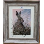 Mark Chester acrylic - A Hare, signed, framed