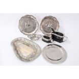 Dutch silver sweetmeat basket, pair of Eastern white metal dishes, possibly Burmese, other items