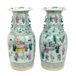 Pair late 19th century Cantonese famille rose vases