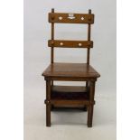 Victorian Gothic oak metamorphic library steps / chair