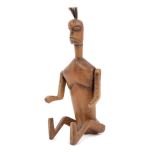 Rare antique tribal articulated wooden puppet figure, 20cm high